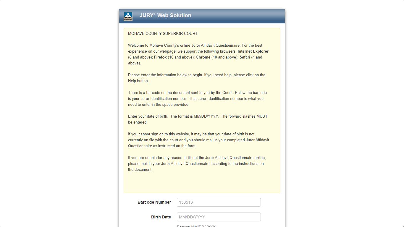 Jury+ Web Solution by Jury Systems, Inc. - Login